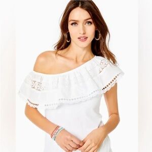 Lilly Pulitzer Tracee One Shoulder Top (resort white) size small NWT